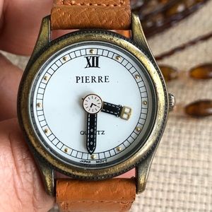 Pierre Vintage Style Watch W/Watch Hands On Dial